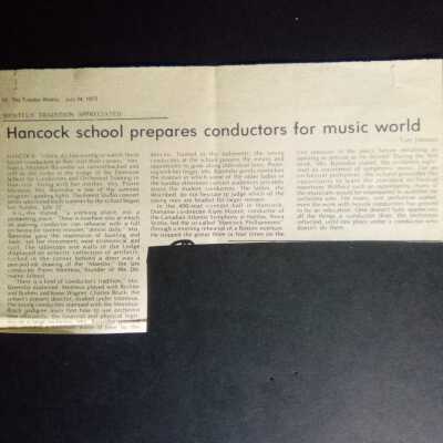 Hancock school prepares conductors for music world (1973)