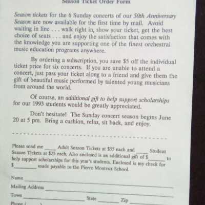 1993 season tickets announcement