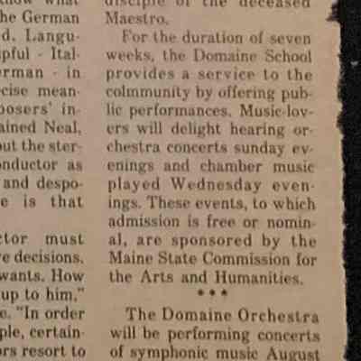 1981 Article: Domaine School provides unique performing setting