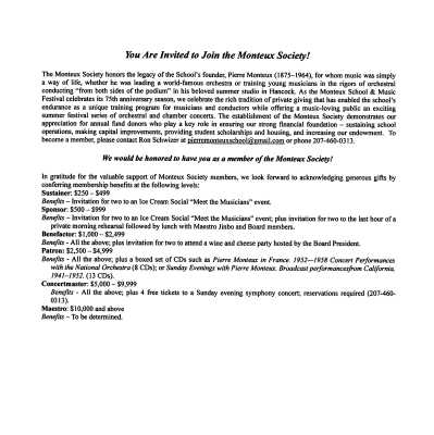 Invitatation to join Monteux Society (2018)