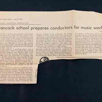 Hancock school prepares conductors for music by Tom Johnson