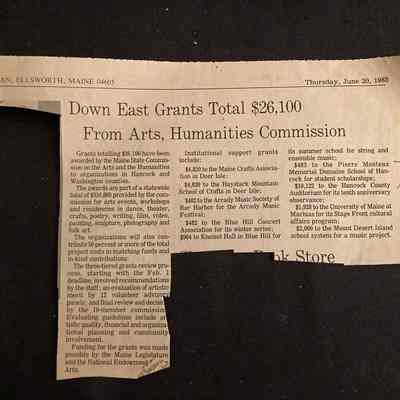 Ellsworth American Announces Grant from Maine Arts and Humanities Commission, 1985