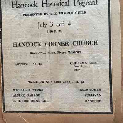 Historical Pagents at Union Congregational Church, Hancock July 1944 & 1945