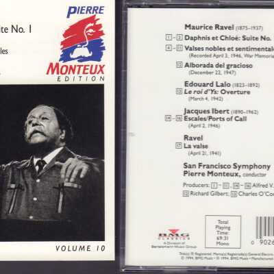 VOLUME 10 OF "PIERRE MONTEUX EDITION." RAVEL: DAPHNIS ET CHLOË: SUITE NO. 1. RAVEL" LA VALSE. RAVEL: VALSES NOBLES ET SENTIMEMTALE. IBERT: ESCALES. SAN FRANCISCO SYMPHONY.