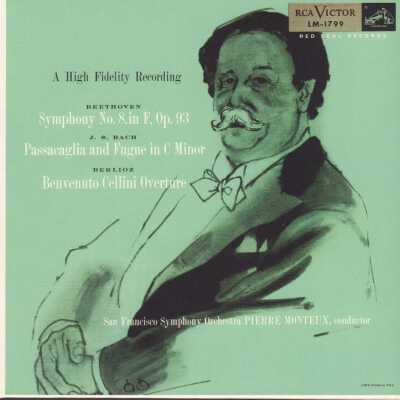 CD 25 OF "PIERRE MONTEUX: THE COMPLETE RCA ALBUM COLLECTION." BEETHOVEN: SYMPHONY NO. 8 IN F, OP. 93; BACH: PASSACAGLIA AND FUGUE IN C MINOR; BERLIOZ: BENVENUTO CELLINI OVERTURE. SAN FRANCISCO SYMPHONY ORCHESTRA