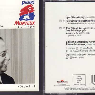 VOLUME 13 OF "PIERRE MONTEUX EDITION." STRAVINSKY: LE SACRE DU PRINTEMPS; PÉTROUCHKA. BOSTON SYMPHONY ORCHESTRA.