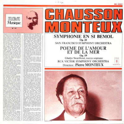 CHAUSSON: POEME DE L'AMOUR ET DE LA MER, OP. 19; GLADYS SWARTHOUT, MEZZO-SOPRANO; RECORDED DECEMBER 1952, MANHATTAN CENTER, NYC; PRODUCED IN FRANCE