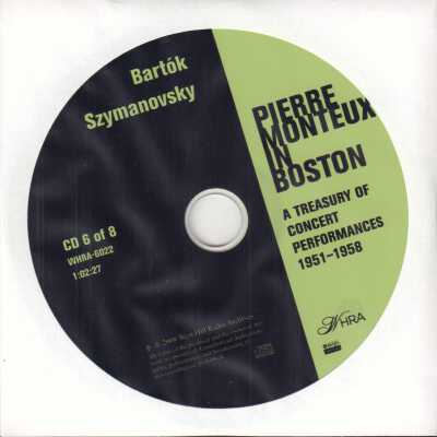 CD 6 OF 8 "PIERRE MONTEUX IN BOSTON: A TREASURY OF CONCERT PERFORMANCES 1951-1958." BARTÓK-SZYMZNOVSKY