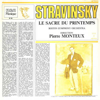 STRAVINSKY: LE SACRE DU PRINTEMPS; RECORDED JAN. 28, 1951; SYMPHONY HALL, BOSTON