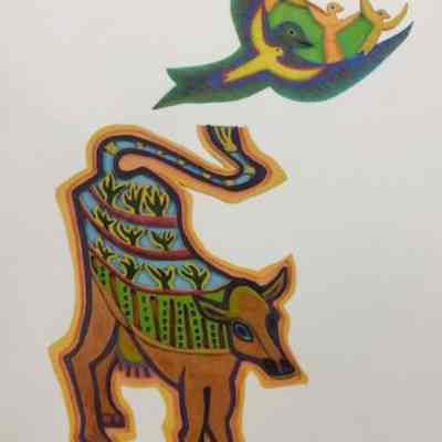 Cow Landscape with Rain Bird