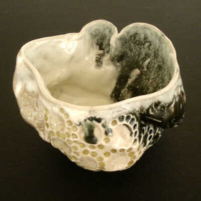 salt fired white stoneware cup