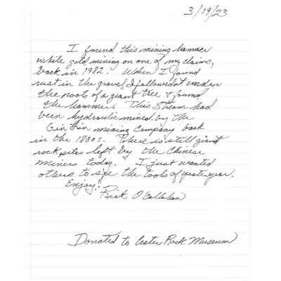 The Story: hand written by  Rick O'Callahan