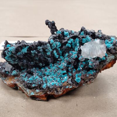 Calcite Flower on Rosasite