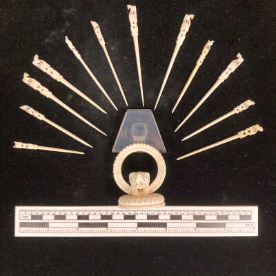 Ivory toothpick holder with toothpicks