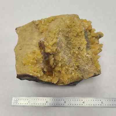 Golden Barite on Yellow Calcite