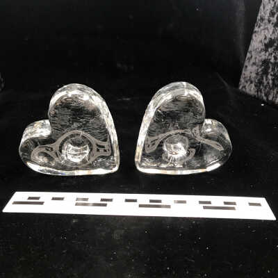 Blenko glass candle hearts