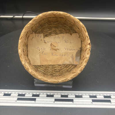 Basket interior with note