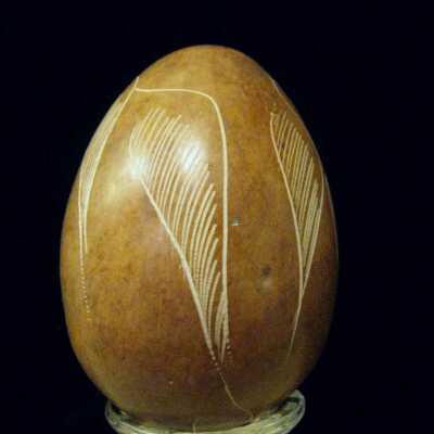Painted feather Stone Egg