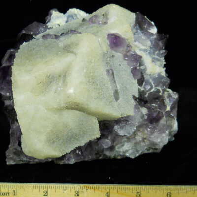 Calcite on Amethyst