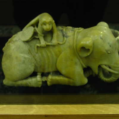 Soapstone Monkey on Elephant Carving