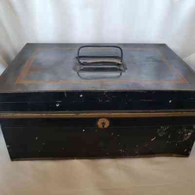 Large Metal Box with Gold Trim