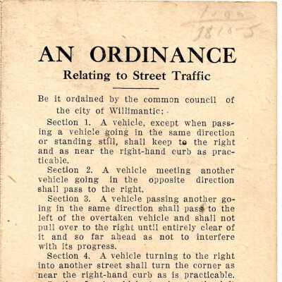 An Ordinance Relating to Street Traffic from 1914