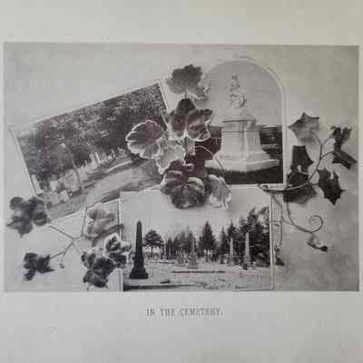 Photo caption reads: IN THE CEMETERY.
