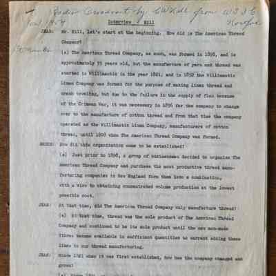Transcript of WTIC Radio Interview with Charles W. Hill January 1954