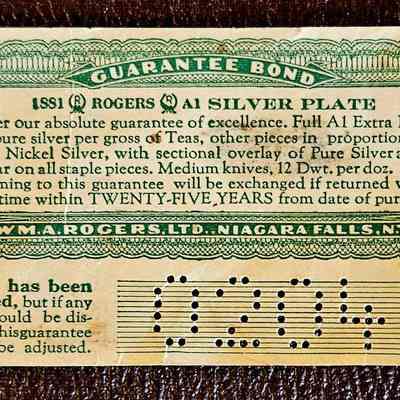 Guarantee Bond That Came with The Rogers A1 Silver Plate