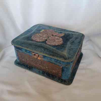Teal Velvet and Copper Box