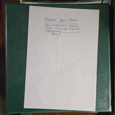 Front cover of binder #2