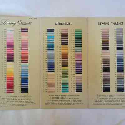 The image displays a sewing thread color chart with various shades and numbers listed.
