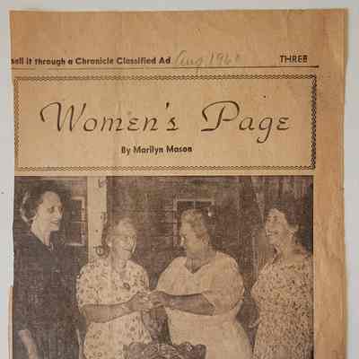 Newspaper Clipping "Women's Page" Featuring Hattie Hill, August 1960