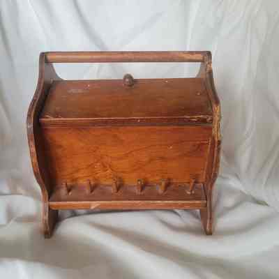 Wooden Sewing Box with Handle