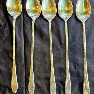 New England Silver Plate Iced Bevererage Spoons.: New England Silver Plate was a hallmark of International Silver, based in Connecticut.