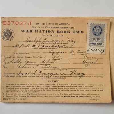 WWII Ration Book Two for Isabel Way