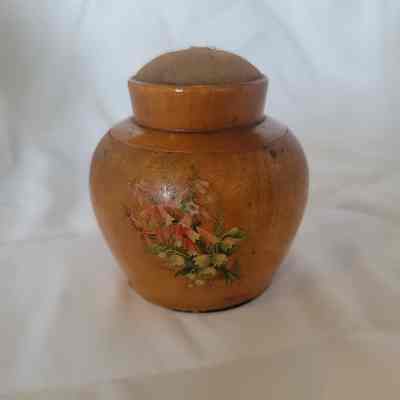 Mauchline Ware Container with Pin Cushion c.1890