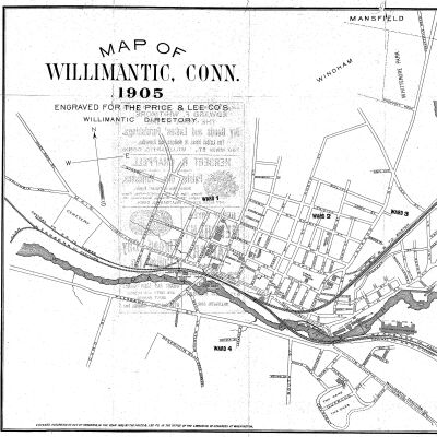 Street Map of Willimantic, CT, 1905