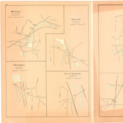 Streets Maps of Villages of Moosup, Wauregan, Dayville, South Windham, Brooklyn, Plainfield, and Windham Center (c. 1900)
