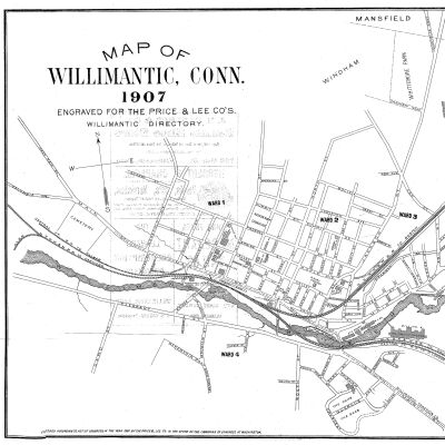 Street Map of Willimantic, CT, 1907
