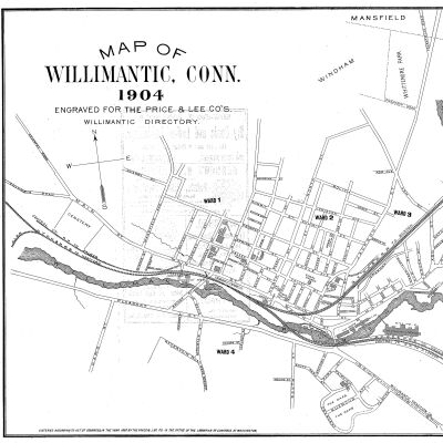 Street Map of Willimantic, CT, 1904