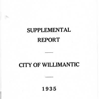 Supplemental Report of the City of Willimantic, November 1935