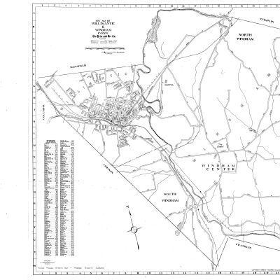 Street Map of Windham, CT, 1950