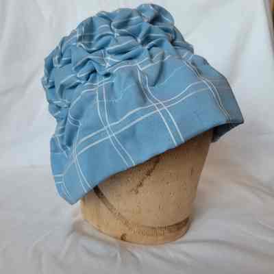 Ruched Blue Plaid Hat
