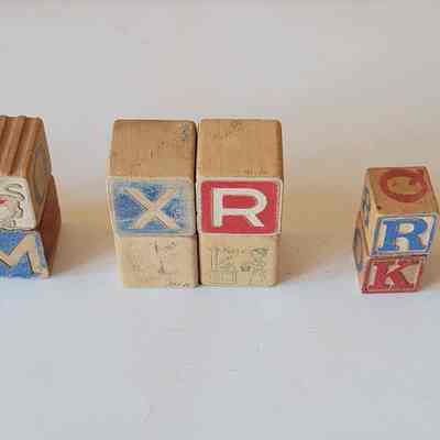 Collection of Antique Children's Wooden Alphabet Blocks