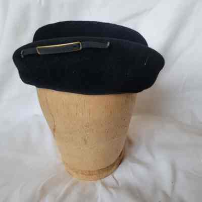 Black Fur Toque with Metal Detail 1950s
