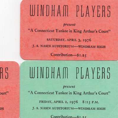 Windham Players Tickets, 1976