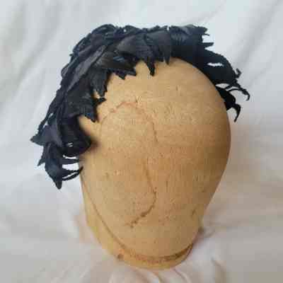 Black Half Hat with Leaves 1940s
