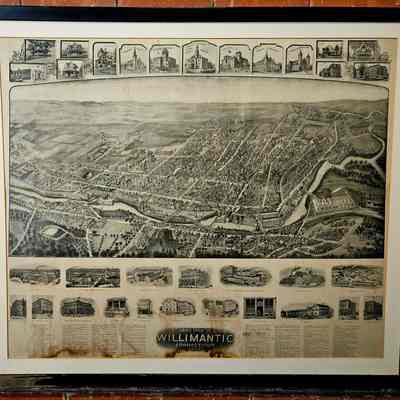 Panoramic Map of Willimantic, CT, 1909