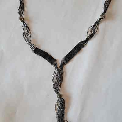 Grey and Black Beaded Art Deco Necklace